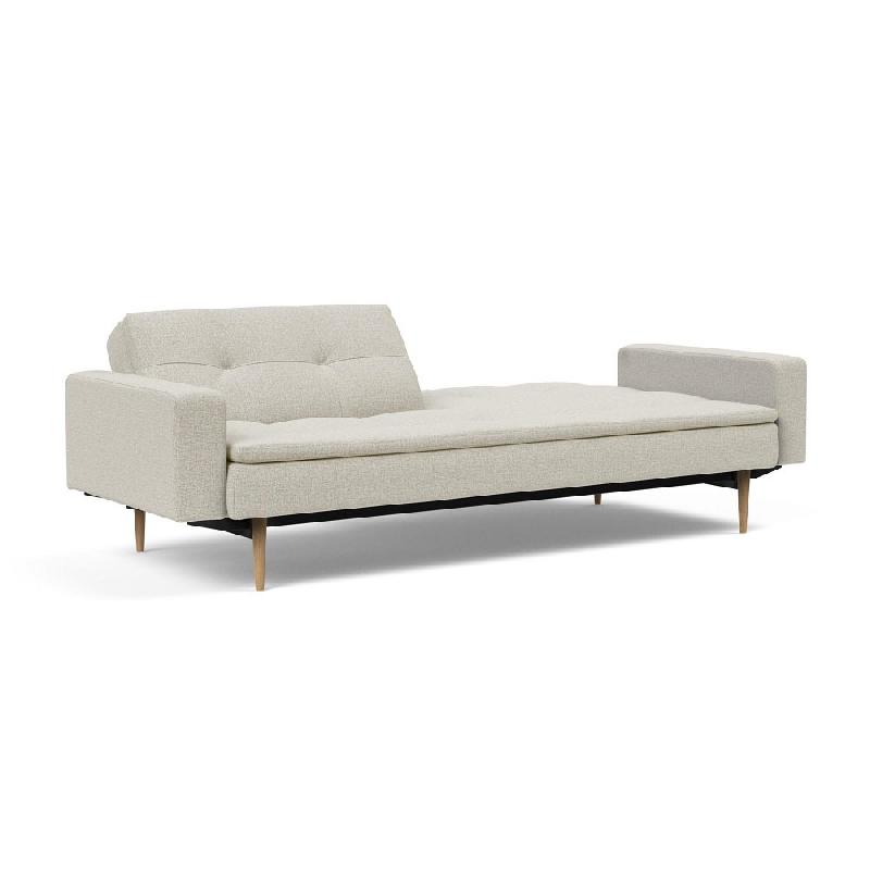 Canapé design Dublexo Styletto convertible lit 115x210 cm - Pieds chêne naturel - Tissu Mixed Dance Natural_2