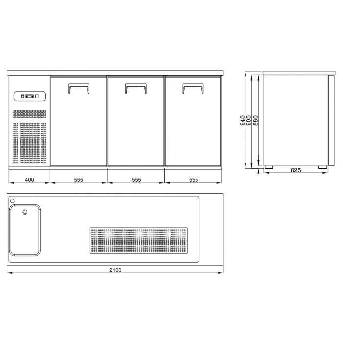 Refroidisseur de bière 3 portes 1l l2100mm 7489.5335 COMBISTEEL_2