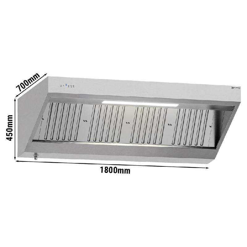 Hotte murale inox 1m80 avec moteur, régulateur, filtre et éclairage | Profondeur 700 mm_2
