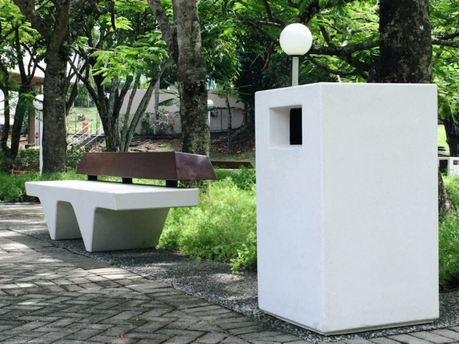 Versatil - poubelle publique en béton préfabriqué - Magourban - 65 L - finition écaillée et imperméabilisée_2