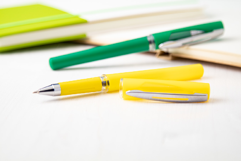 Stylo roller en plastique - encre bleue - couleur jaune - 12g_2