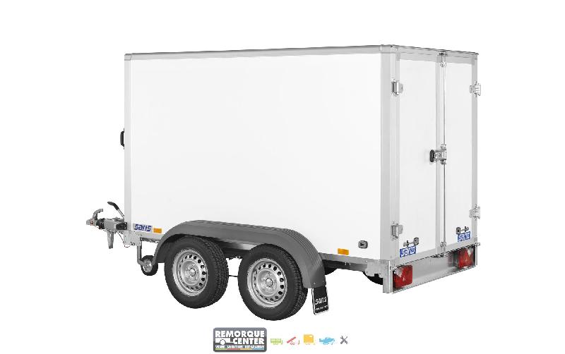 Remorque fourgon en bois SARIS - GO 255 132 2000 2 - 2 essieux roues extérieures - PTAC : 2000 Kg - 255 x 132 x H150 cm - Reference -FOURGON_CARGO_1300_BLANC_2