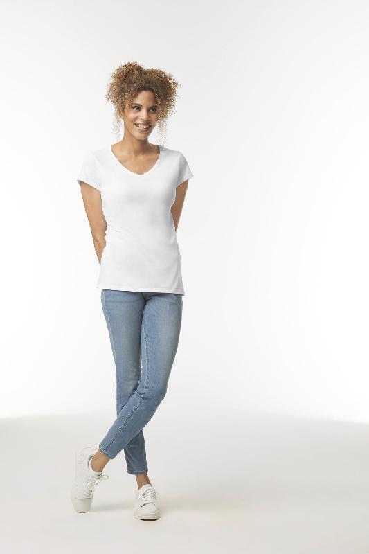 T-shirt femme col V Softstyle - Gildan - 100% coton ring spun - Réf: GI64V00L_2