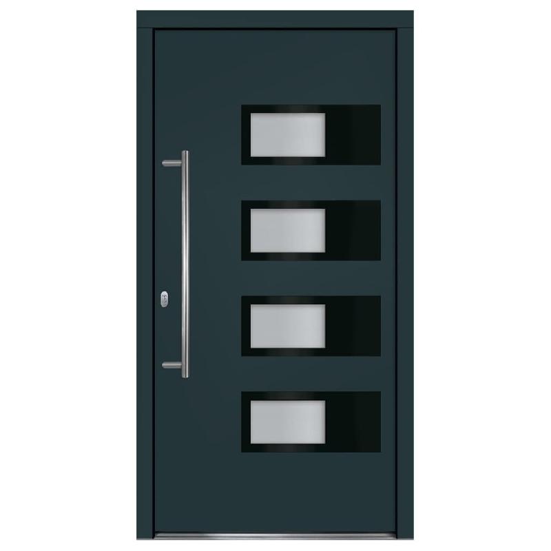 Vidaxl porte d'entrée anthracite 100x200 cm aluminium et pvc 3157071_2