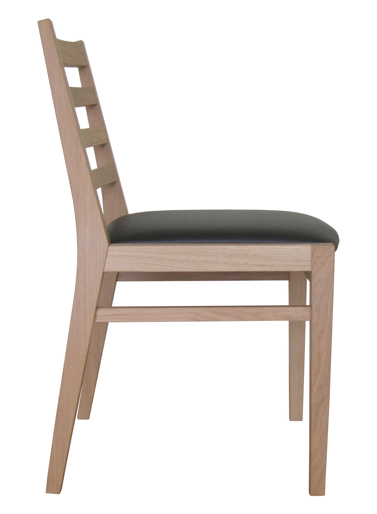 Lot de 2 chaises Horizon en chêne massif naturel - revêtement simili cuir noir - fabrication française - assemblage traditionnel_2