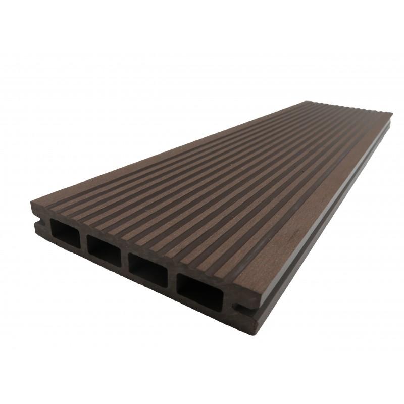 Lame terrasse bois composite alvéolaire Prima - Chocolat, 220 cm x 12 cm x 19 mm, surface couverte 0.26 m²_2