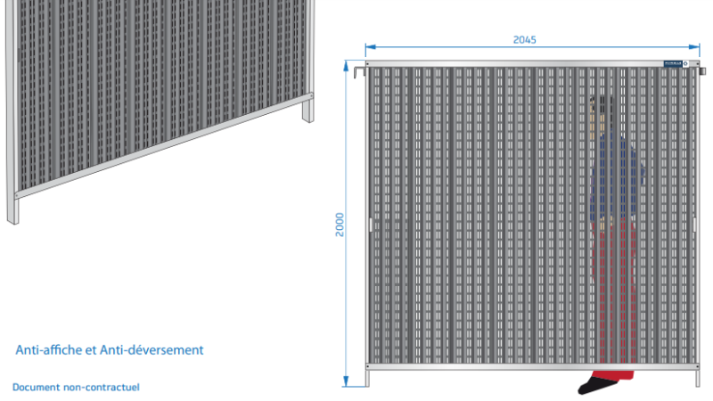 Barrière de chantier couleur foncé, marron/grise - Hauteur 1m ou 2ml - Bvp2_2