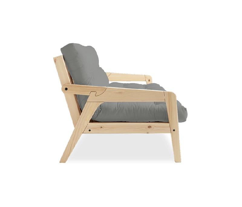 Canapé convertible futon Grab en pin naturel - Coloris gris - Couchage 130x190 cm - Style scandinave_2