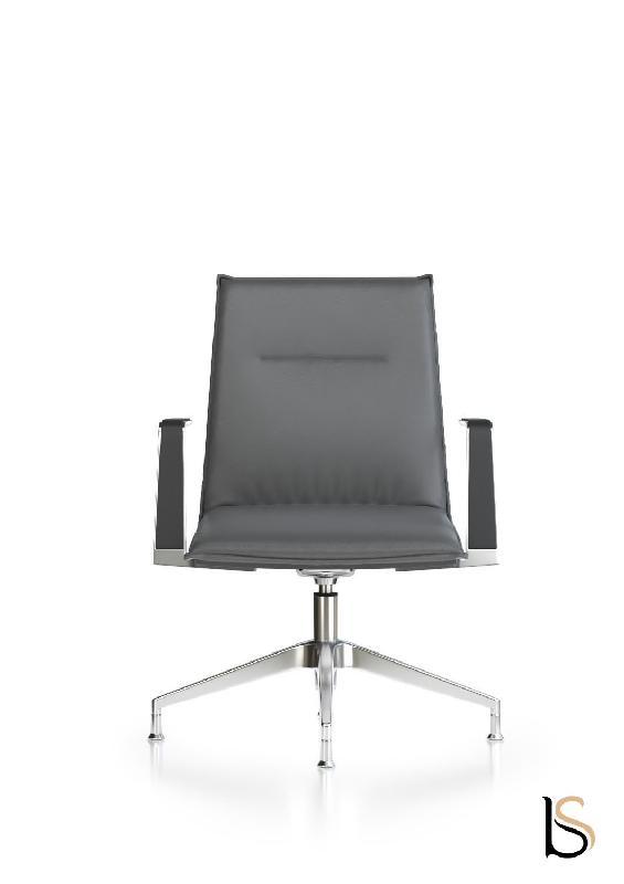 Fauteuil de réunion Atos - Mobel Linea - cuir gris_2