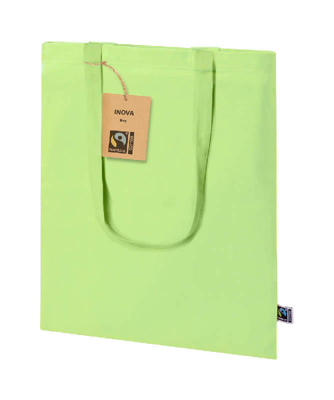 Sac shopping coloré en coton équitable Fairtrade - 180 g/m² - anses longues - vert citron_2