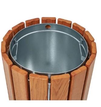 Corbeille publique Cologne - 60 et 40 litres - Bois exotique - Finition chêne clair, acajou ou laquée multicolore_2