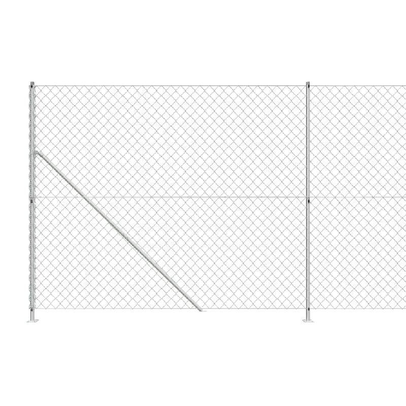 Vidaxl clôture en mailles de chaîne avec bride argenté 1,6x25 m 154044_2