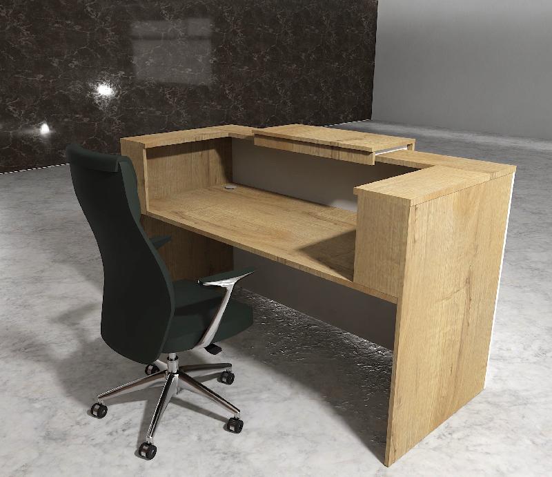 Borne d'accueil bicolore Delta First avec réhausse - Mobel Linea. - 144, Non, Blanc/ chêne veiné_2