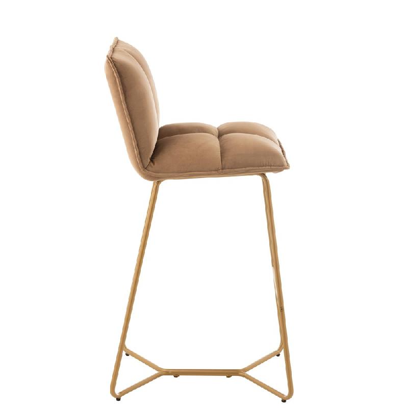 Chaise de bar RATRI - Velours marron, pieds métal en laiton - Style et confort_2