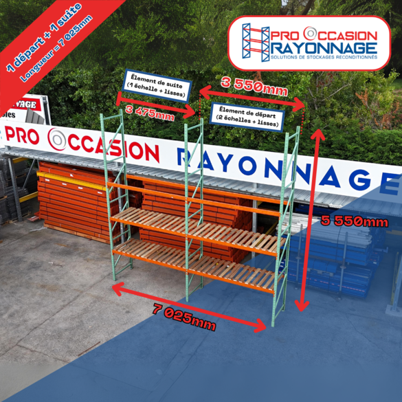 Lot de rayonnage - Hauteur 5 500mm, Longueur 7 025mm, Profondeur 1 000mm - Manulab_2
