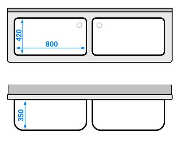 Plonge batterie 180x60cm - 2 cuves_2