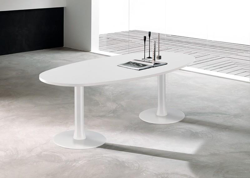 Table de réunion ovale Meeting - Quadrifoglio. - Blanc 9010, 240, Orme_2