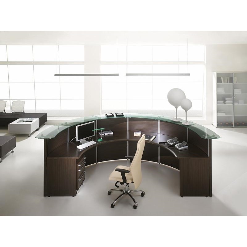 Banque d'accueil Volta TON Wengé - Référence VOL01 - Fabricant LAS - Finition Wengé avec Tablette en Verre Trempé_2