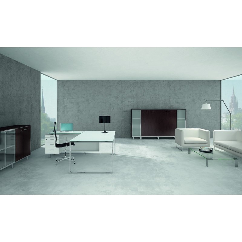 Bureau de direction X7 - Table avec retour QUADRIFOGLIO - Programme X7 - L 180 et 200 cm - Pied fermé_2