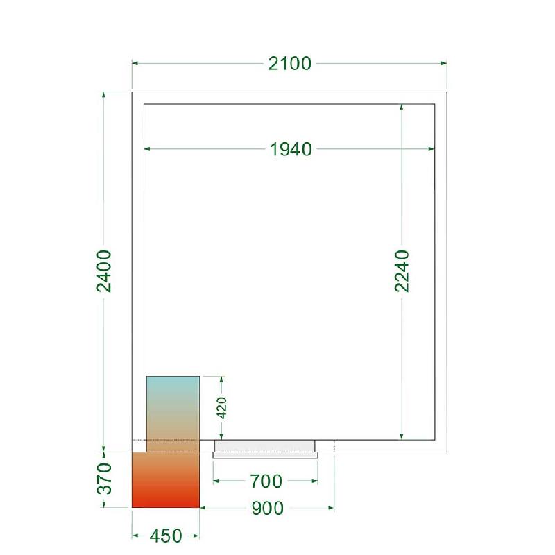 Chambre froide positive 8,87 m3 (2100 x 2400 x 2200 mm) avec monobloc de paroi_2