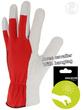 Gants de manutention - Paume cuir fleur de chèvre, dos coton interlock rouge avec serrage élastique_2