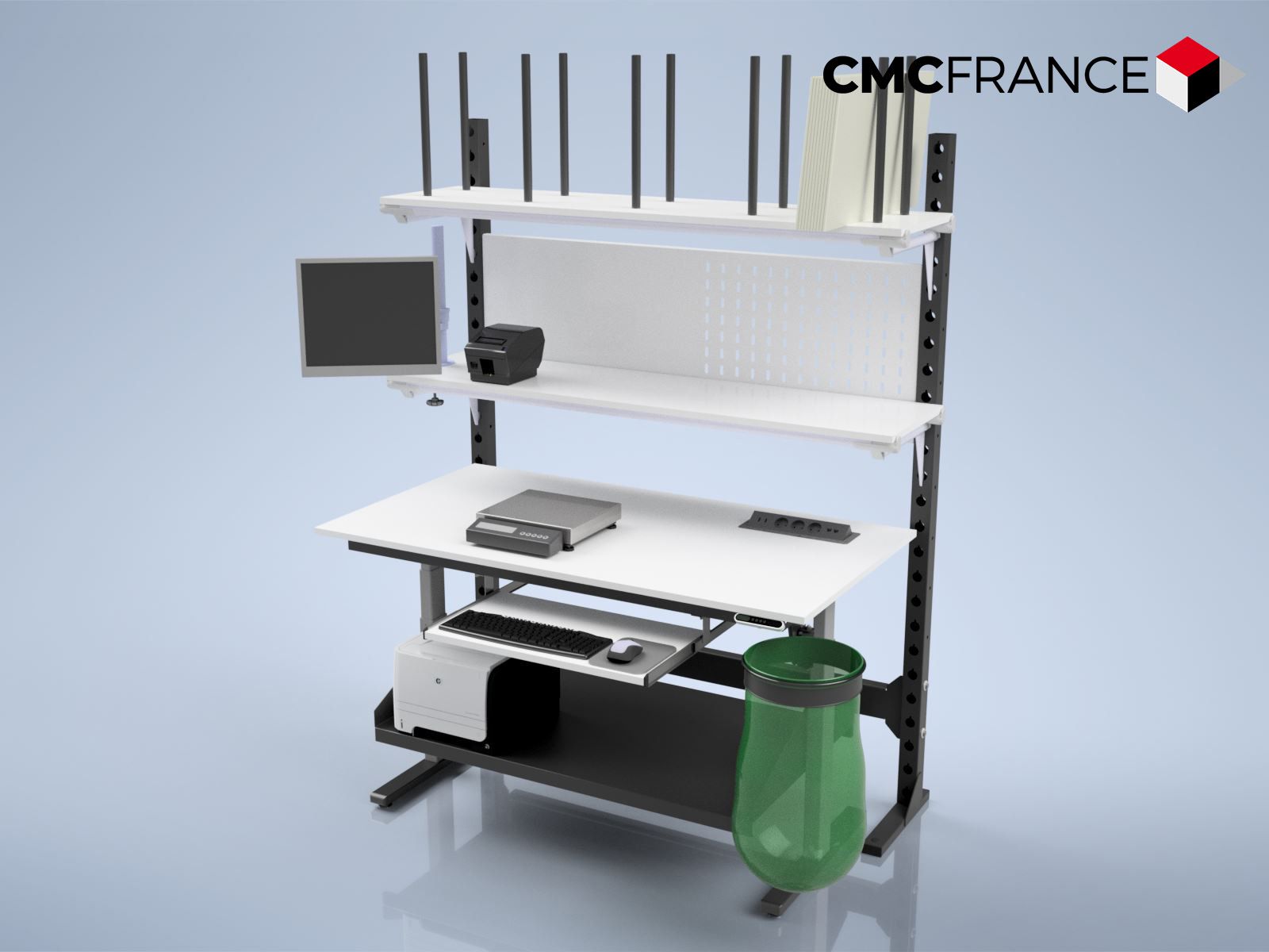 Poste de travail Ergoflex - réglage mécanique ou électrique de la hauteur - robuste et ergonomique_2