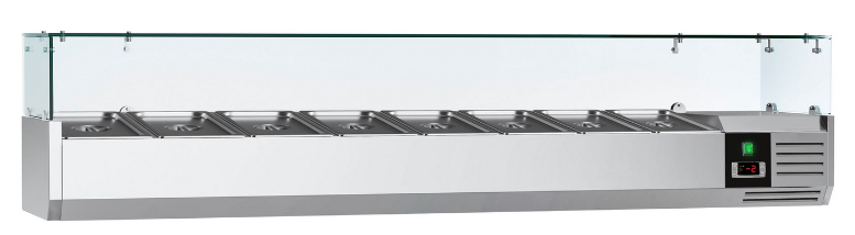 Saladette réfrigérée à poser 8 bacs gn 1/4 - vitrine à ingrédients de 180 cm_2