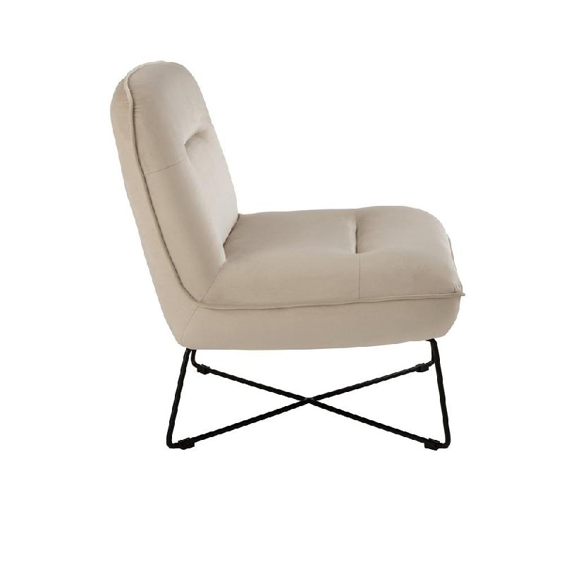 Chaise lounge SEDIA - tissu velours blanc, piétement métal plat - style nordique minimaliste_2