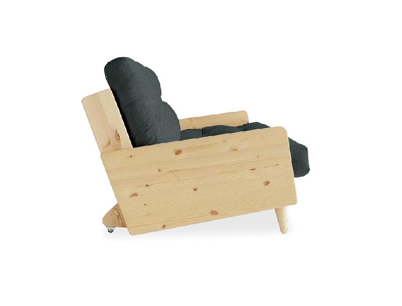 Canapé 3 places convertible Indie - Style scandinave - Futon gris ardoise - Couchage 130x190 cm - Karup_2