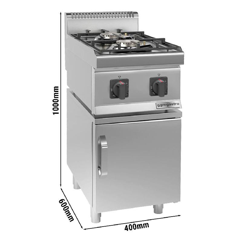 Cuisinière à gaz - 7 kW - 2 brûleurs - incl. Soubassement avec 1 porte  - Mario 600 | GGM -GHK46-E-UBK46-E_2