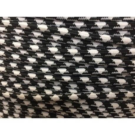 Fil électrique tissé fresque triangulaire blanc/noir - Vintage look rétro avec gainage en tissu_2