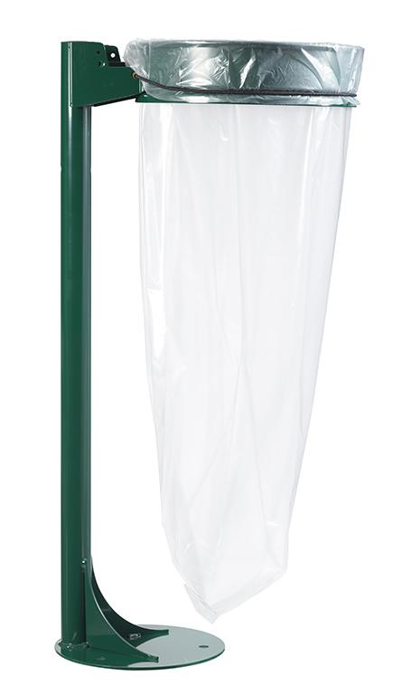 Poubelle urbaine ECOLLECTO EXTREME Support sac sur poteau sur platine 110L Vert Mousse_2
