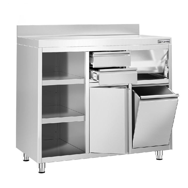Meuble inox pour machine à café - 1200 x 600 mm - 2 tiroirs - Étagère réglable gauche_2