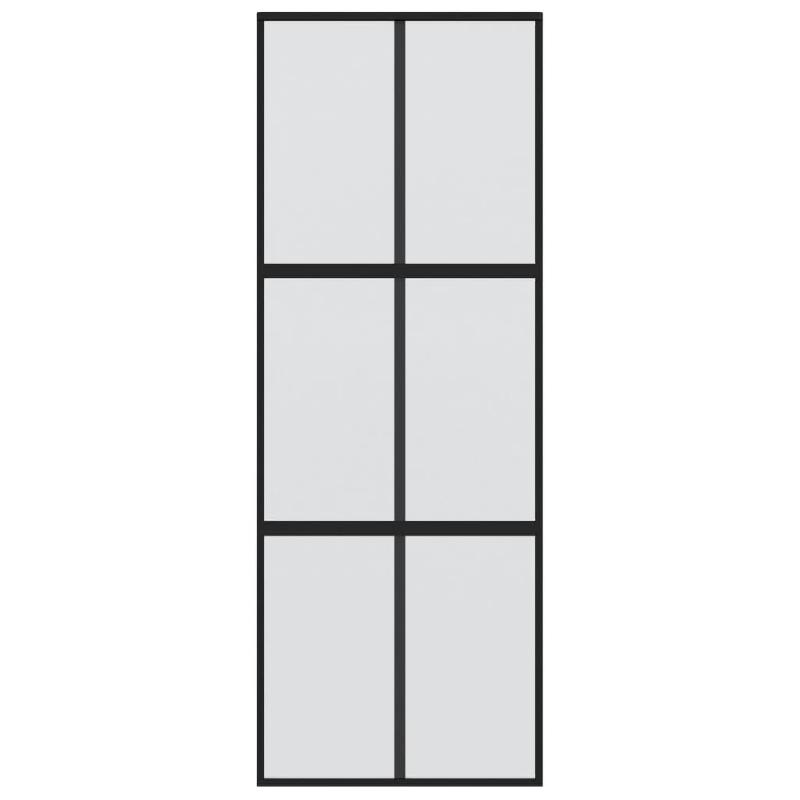 Vidaxl porte coulissante noir 90x205 cm verre trempé aluminium 155208_2