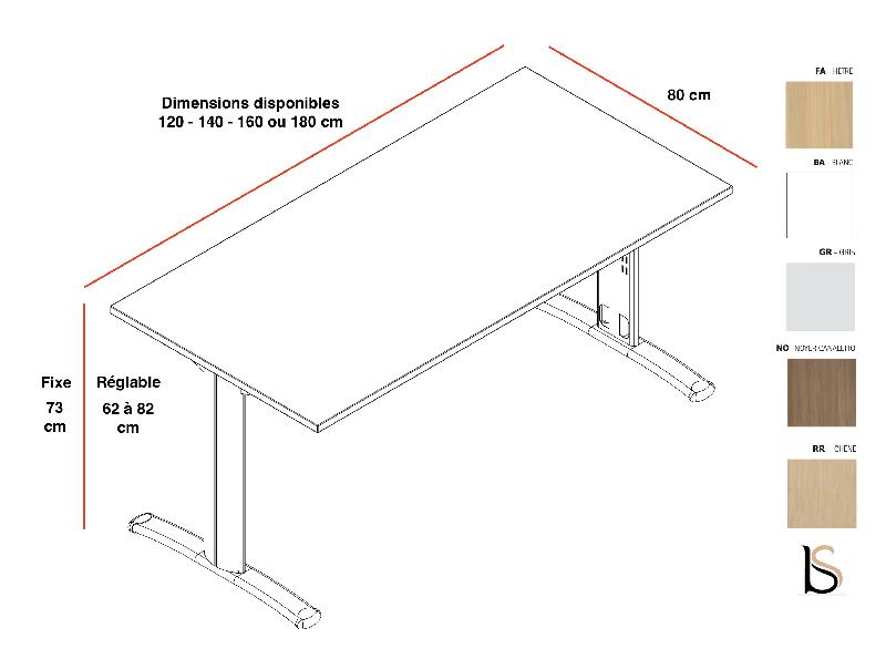 Bureau rectangulaire pieds I Practika P5 - Quadrifoglio - 120, Blanc, Fixe, Sans voile de fond_2