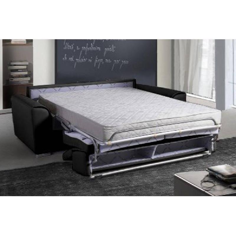 Canapé convertible IMOLA - Ouverture express - Matelas 18 cm - Sommier à lattes RENATONISI - 140x197 cm - Polyuréthane noir_2