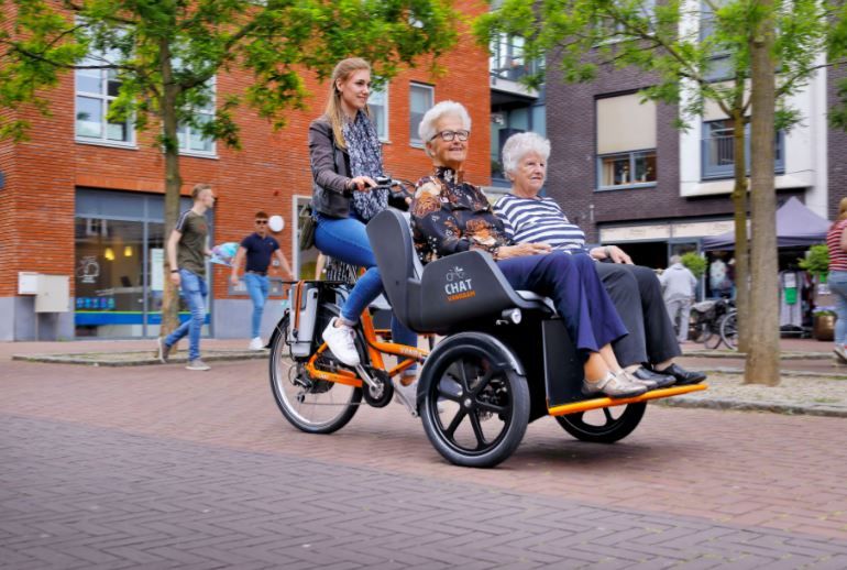 Tricycle pousse pousse le chat avec assistance électrique et capot en option_2