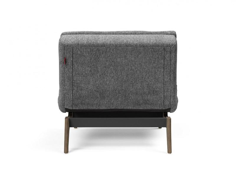 Fauteuil design Dublexo Eik convertible lit 90x115 cm - pieds chêne fumé - tissu Twist Charcoal_2