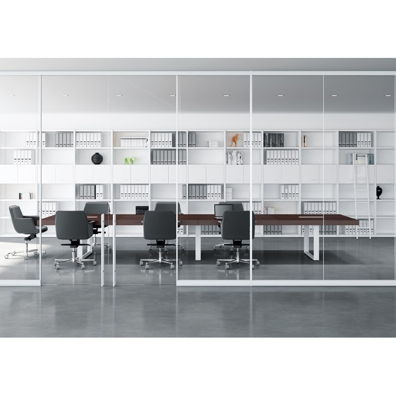 Table de réunion T45 - Quadrifoglio - 6 à 8 places - L 280 x 140 cm avec pied cube mélaminé_2