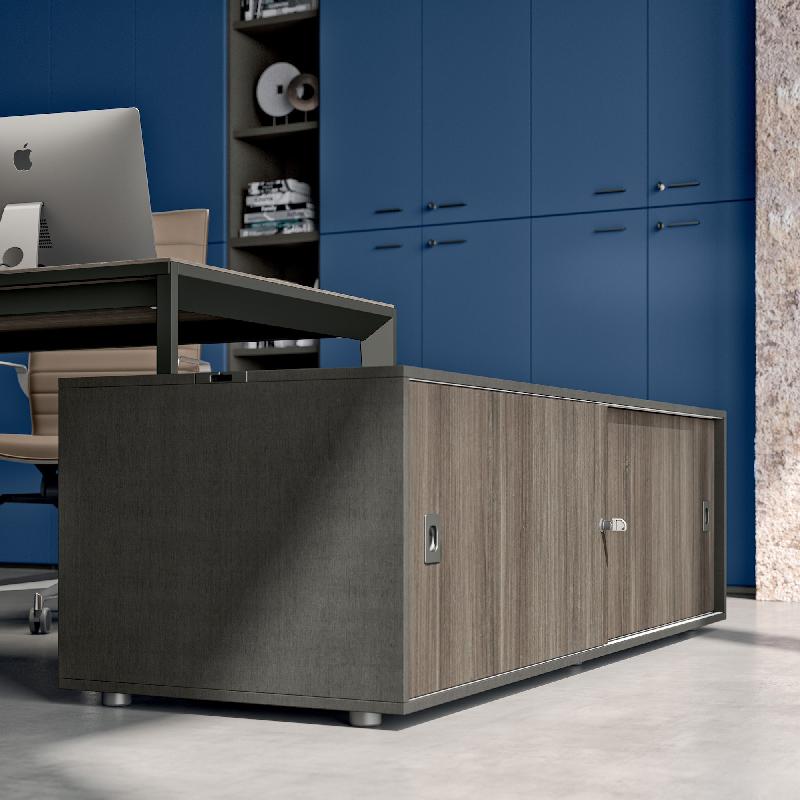 Bureau manager X5 avec meuble retour intégré - Officity - 224, Anthracite, Eucalyptus 53_2
