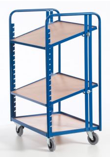 Chariot porte-bacs Kalidesk - 200 kg - Norme Europe - CC001-0463 - Plateaux bois inclinables_2