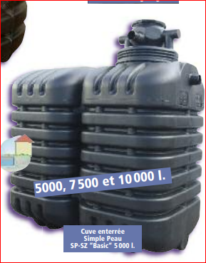 Réservoir PEHD pour stockage d'eau de pluie 5000 litres