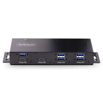 Hub Industriel USB 10Gbps à  7 Ports avec Adaptateur d'Alimentation, Métal, Montable, 5 Ports USB-A e_2