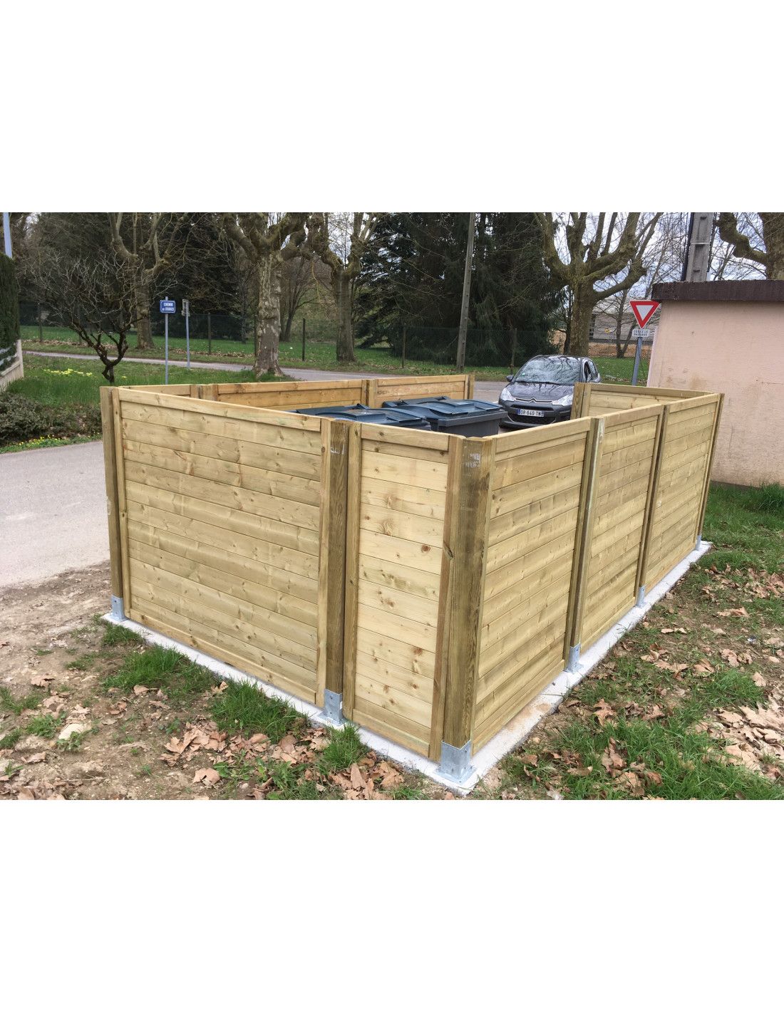 Cache-conteneurs en pin - Challenv - pour 2 bacs 4 roues ou 4 bacs 2 roues - Fabrication française_2