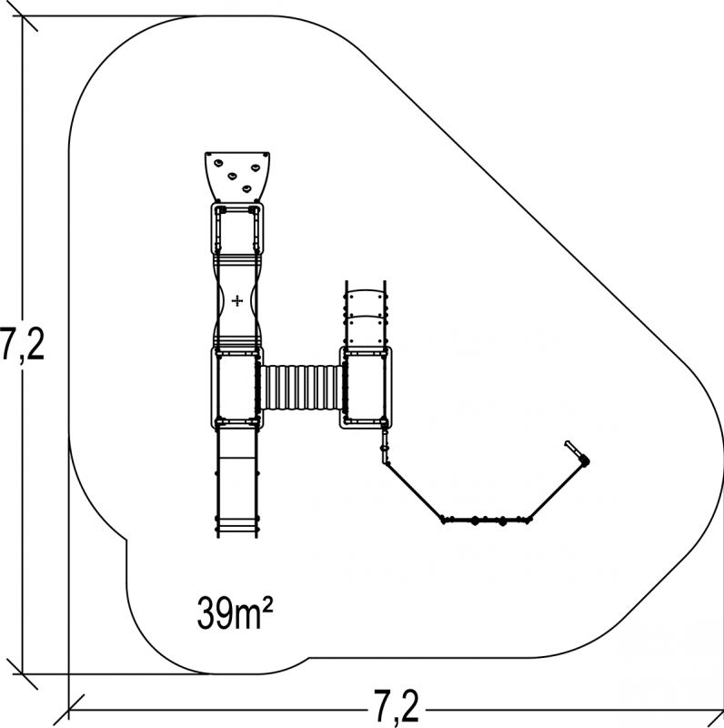 Diabolo Baby - structure pour aire de jeux Proludic - réf. J38704® - largeur 4,22 m, profondeur 4,21 m, hauteur 2,00 m_2