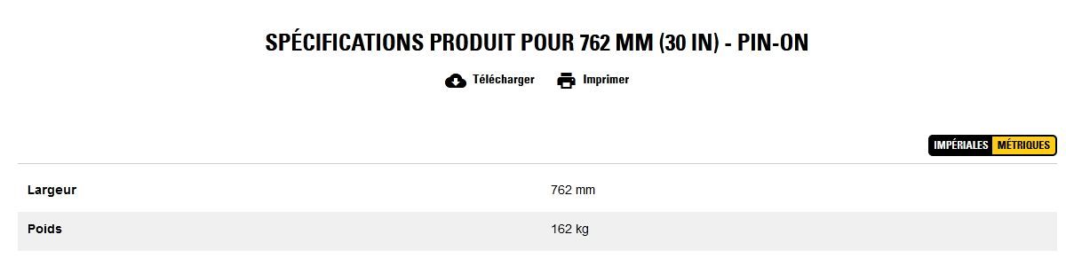 Godet d'excavation extra-robuste - caterpillar finance france - 762 mm (30 in) - pin-on - poids 162 kg_2