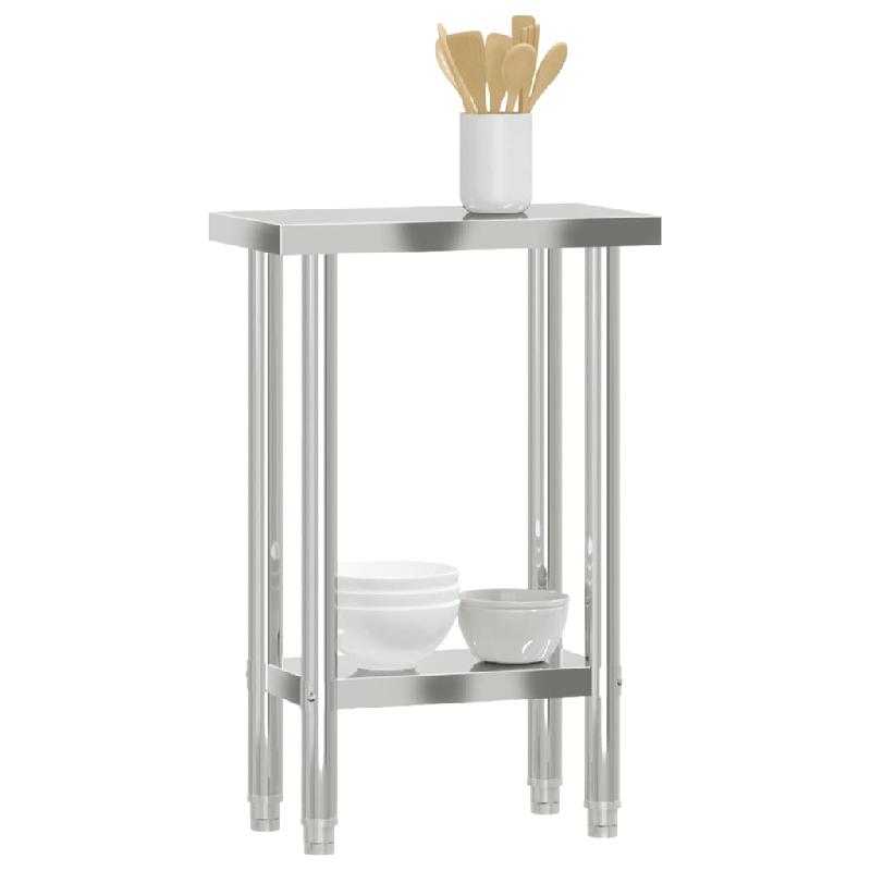 Vidaxl table de travail de cuisine 55x30x85 cm acier inoxydable 376450_2
