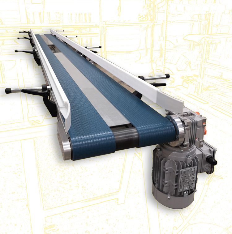 Transporteur à bande avec vitesse ajustable jusqu'à 48m/min