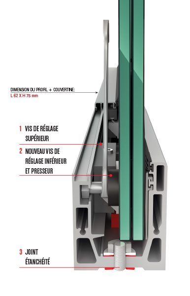 Ninfa 55 - garde-corps en verre et aluminium - Faraone - design élancé - dimensions 62 x 75 mm_2