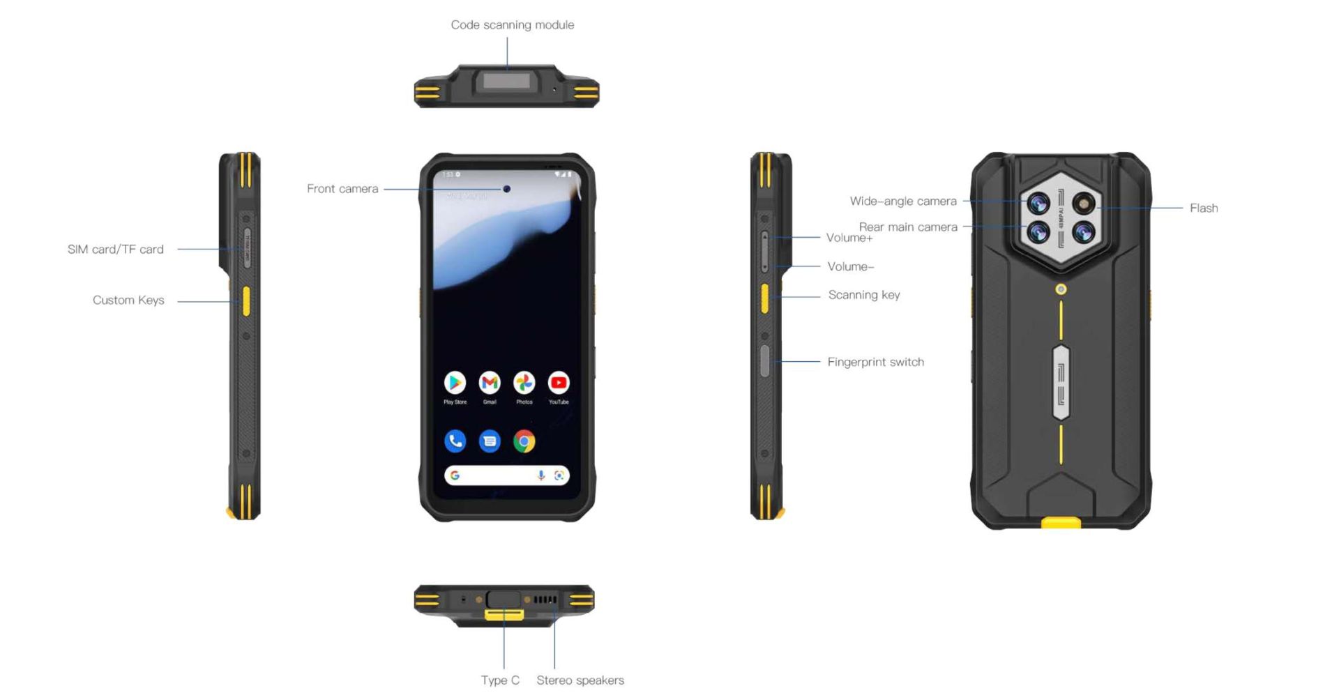 Terminal mobile durci 6,5 pouces Android 14 - StrongPad H68T - 4G/5G, NFC, scanner codes-barres 2D_2